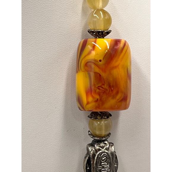 Vintage Yellow Red Orange Swirl Amber Cherry Butterscotch Bakelite Necklace 150g - Picture 8 of 11